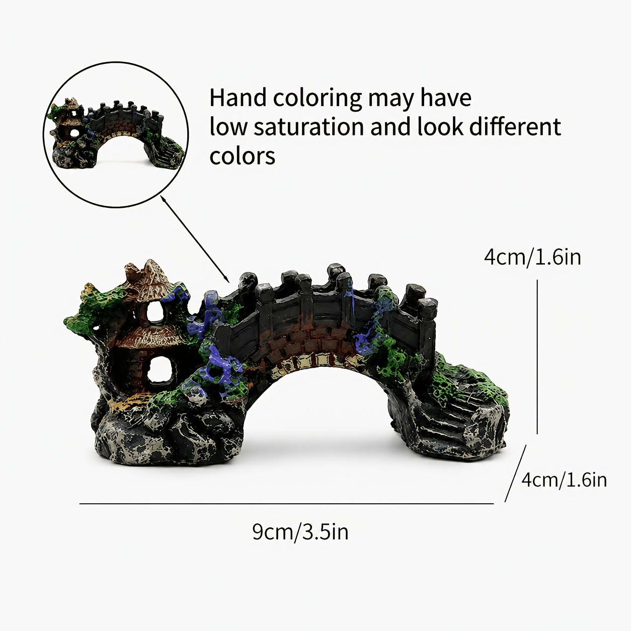 Resin Aquarium Arched Bridge with Pagoda – Fish Tank Decorative Ornament