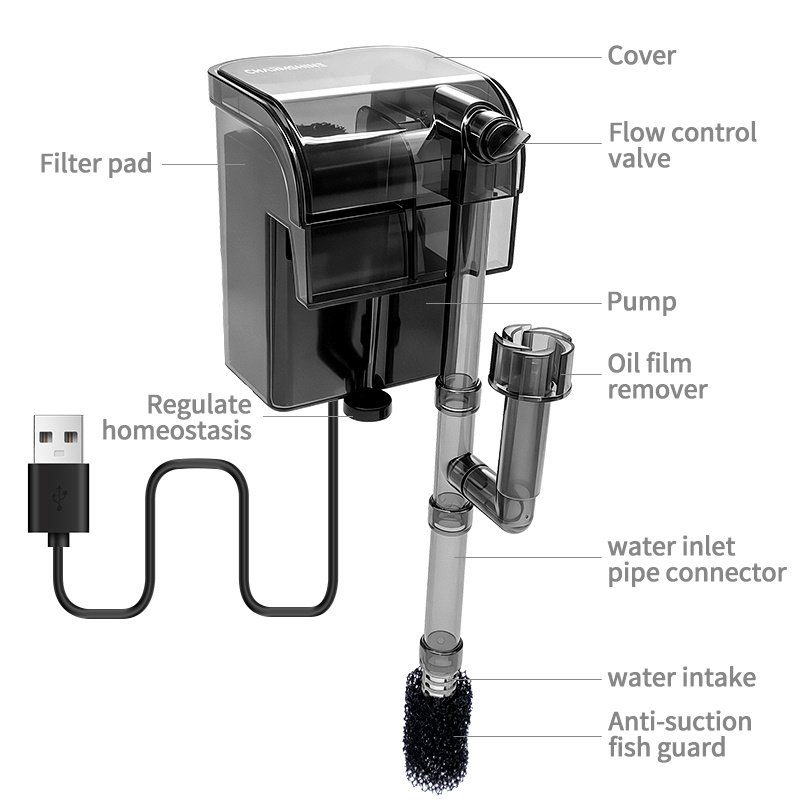 Aquarium Waterfall Hanging Filter – Quiet Water Filtration & Circulation System