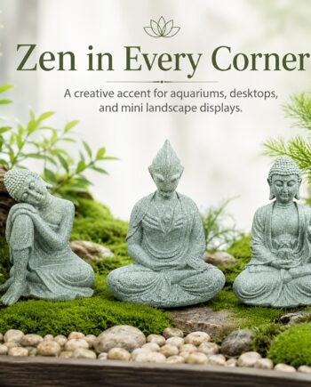 Zen Meditating Figure Aquarium Ornament – PVC Sandstone Style Decoration (3 Styles)