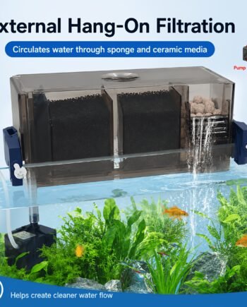 Hang-On Aquarium Waterfall Filter Box with Sponge & Ceramic Filter Media