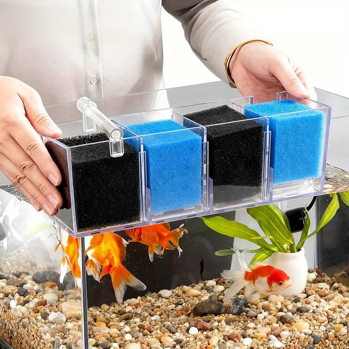 3-in-1 Top Filter Box with Silent Water Pump – Aquarium & Turtle Tank Filtration System