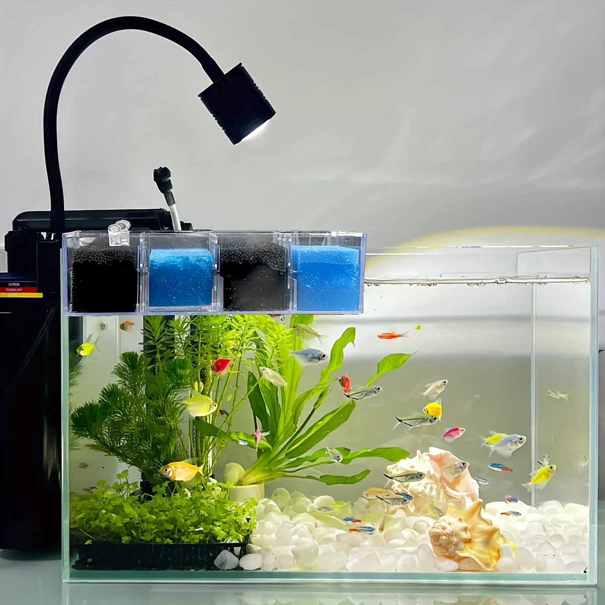 3-in-1 Top Filter Box with Silent Water Pump – Aquarium & Turtle Tank Filtration System