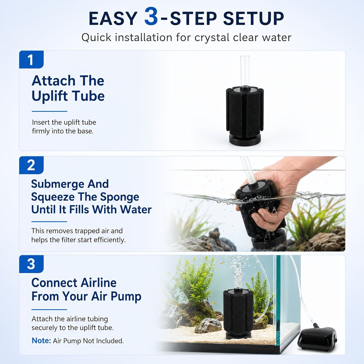 Aquarium Sponge Filter – Quiet Biological Filtration for Freshwater Fish Tanks