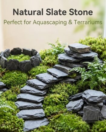 Natural Black Slate Stones Set – 13PCS Aquarium Landscaping Rocks (Approx. 500g)