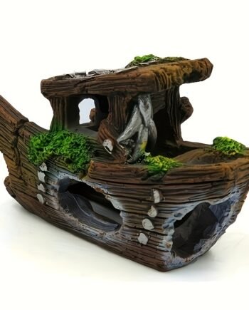 Resin Sunken Pirate Ship Aquarium Ornament – Hollow Fish Tank Decoration