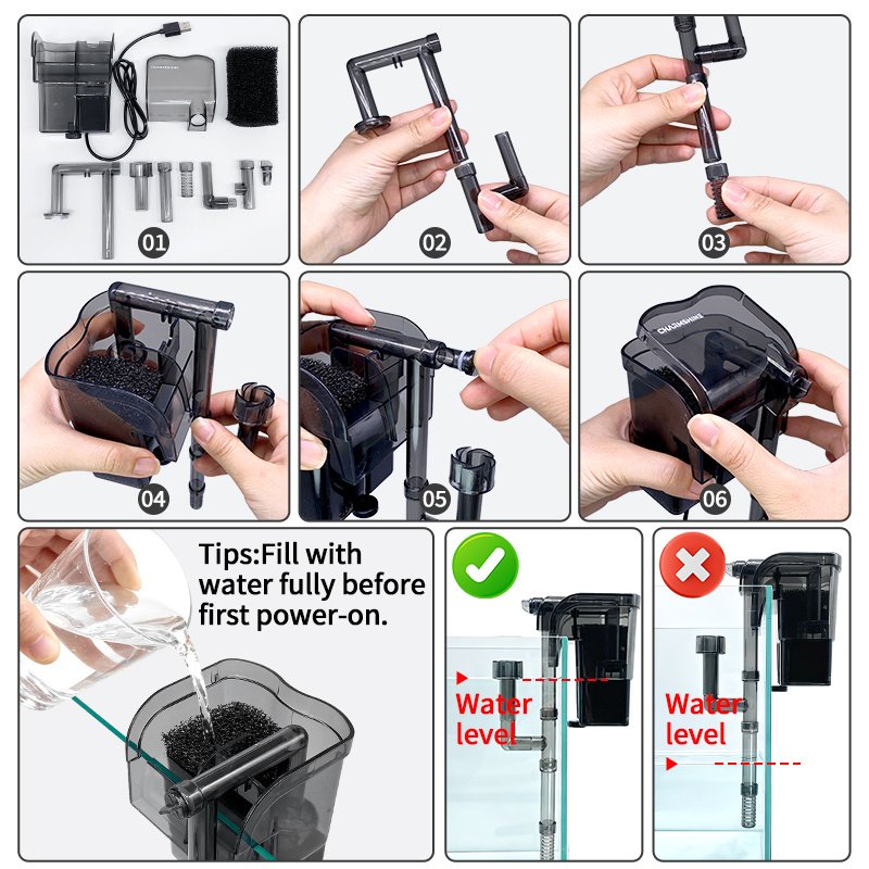 Aquarium Waterfall Hanging Filter – Quiet Water Filtration & Circulation System