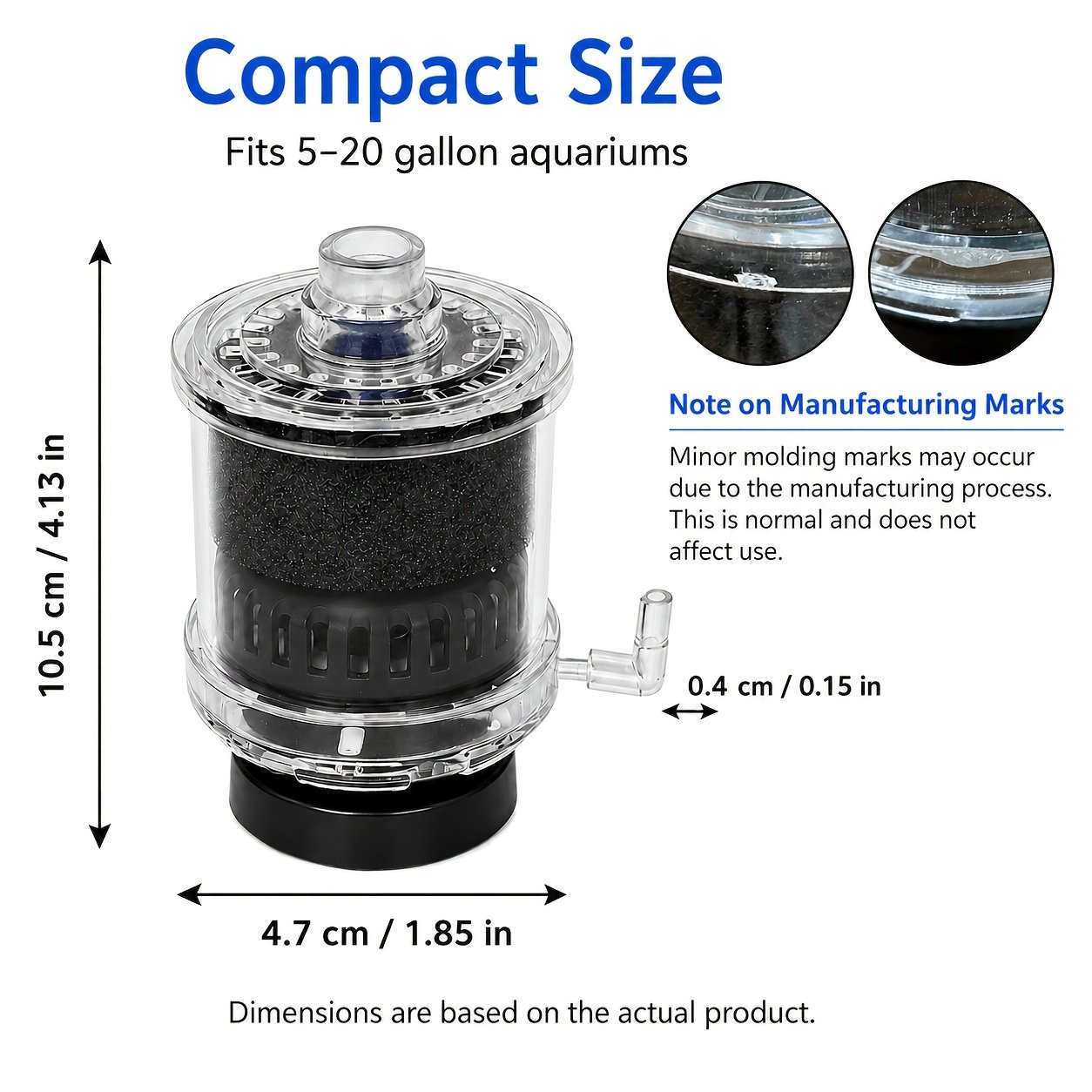 Aquarium Sponge Filter – Quiet Biological Filtration for Fish Tanks (1 Pack)