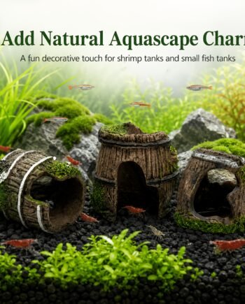 Simulation Tree Stump Aquarium Ornament – Hollow Shelter House with Wine Barrel Design
