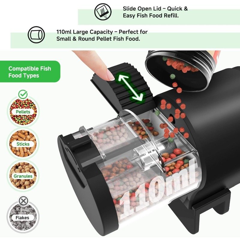 100ml Automatic Aquarium Fish Feeder – 12/24/48H Timer Food Dispenser